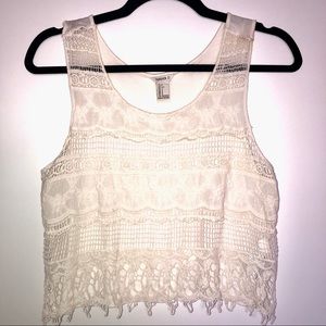 Ivory lace crop top
